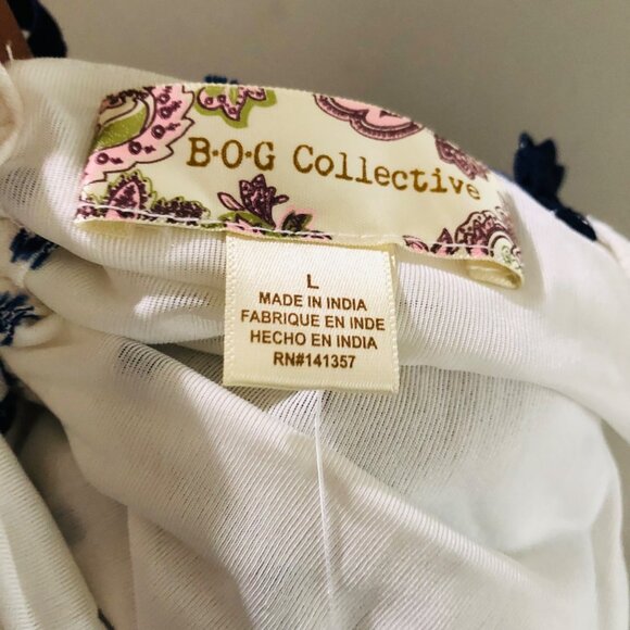 B.O.G Collective White &‎ Navy Spaghetti Strap  Peplum Top Large Polka Dot NWT - Picture 7 of 9